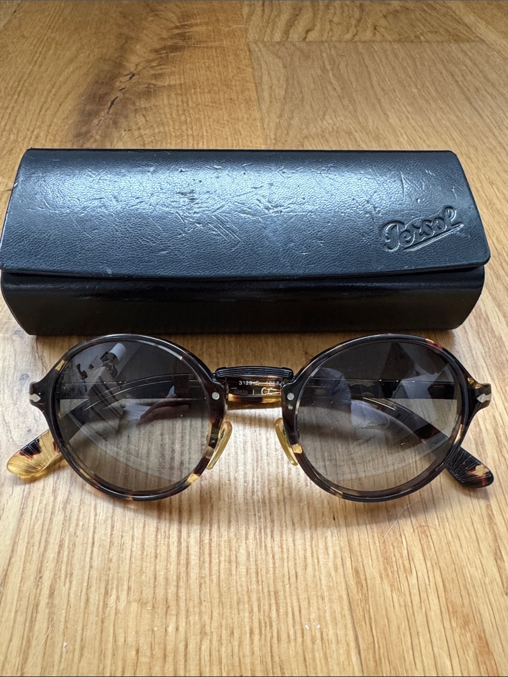 Persol Tortoiseshell Round Sunglasses with Dark Brown Lenses